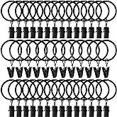 AMZSEVEN 40 Pack Curtain Rings with Clips, Drapery Clips with Rings, Drapes Rings 1.26 in Interior Diameter, Fits up to 1 in 