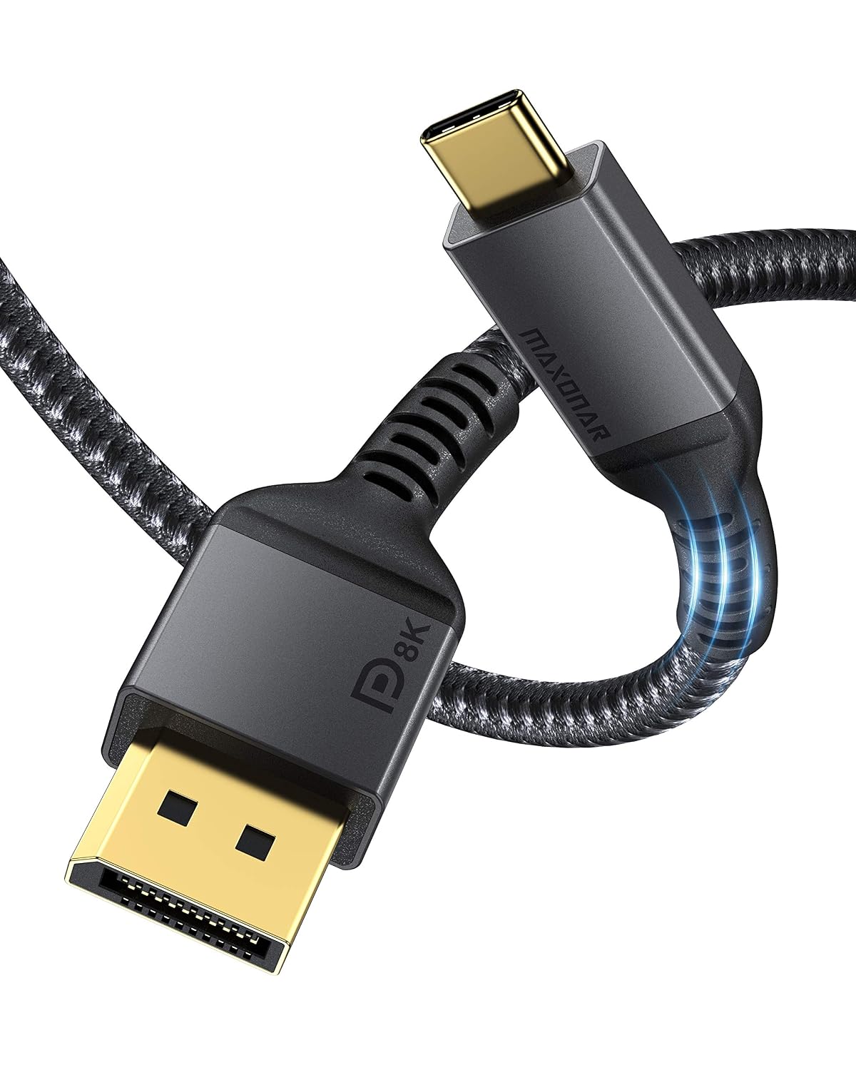 Maxonar USB C to DisplayPort Cable 8K@60Hz 4K@60Hz/144Hz/120Hz 5K@60Hz 2K@240Hz Thunderbolt 3 to DisplayPort Cable HBR3 DP 1.4 Adapter for MacBook Pro Mac mini