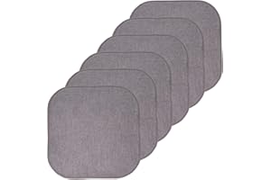 Sweet Home Collection Chair Cushion Memory Foam Pads Honeycomb Pattern Slip Non Skid Rubber Back Rounded Square 16" x 16" Seat Cover, 6 Pack, Alexis Gray/Silver