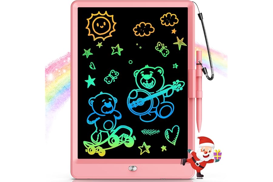 Bravokids 10 Inch LCD Writing Tablet for 3-8 Year Olds - Electronic Drawing Pad and Doodle Board as Educational Birthday Gifts for Girls and Boys (Pink)