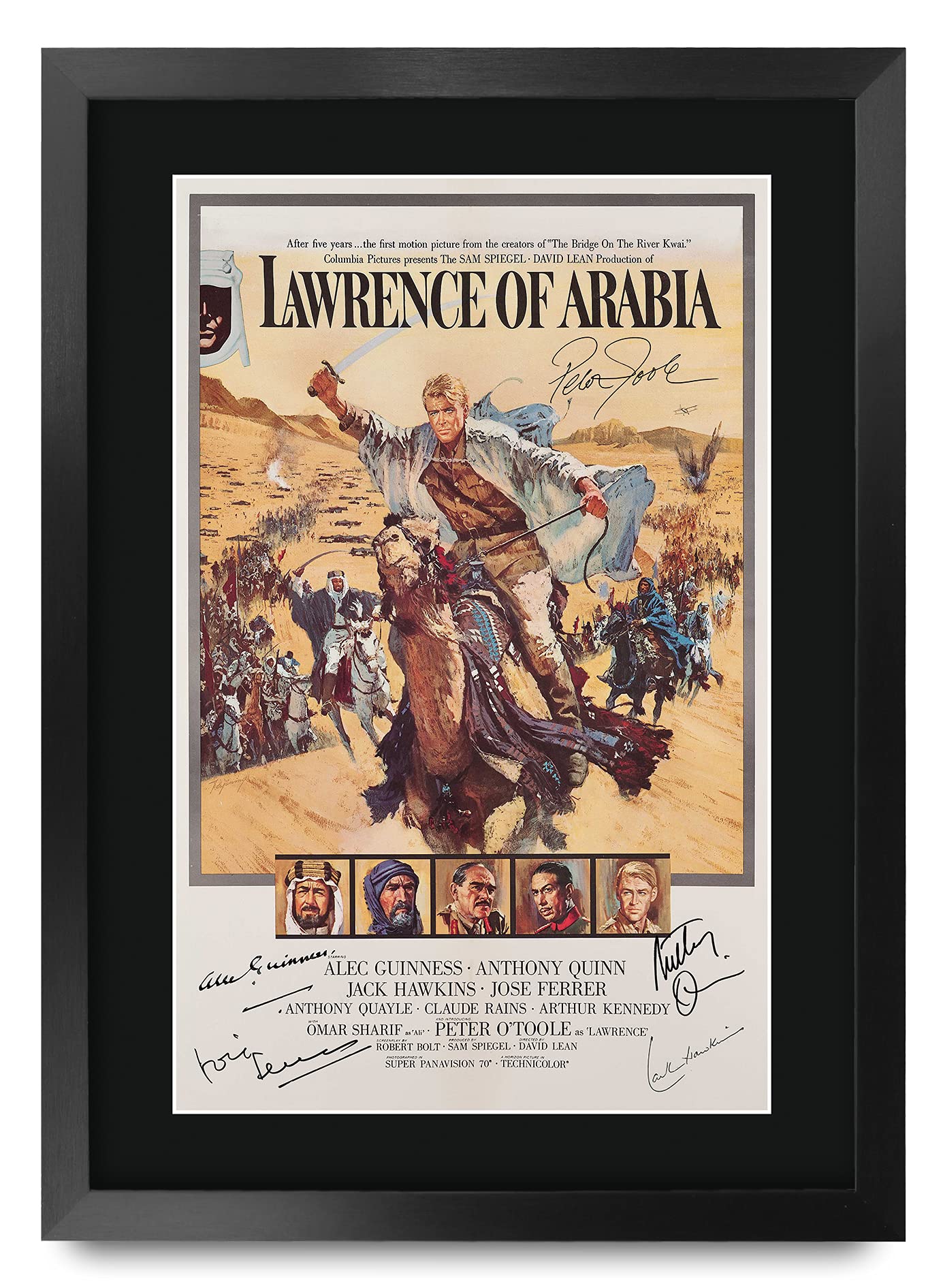 HWC Trading FR A3 Lawrence of Arabia Peter O'Toole, Alec Guinness Gifts Printed Poster Signed Autograph Picture for Movie Memorabilia Fans - A3 Framed