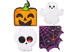 Crisky 100 Pcs Halloween Napkins 3-Ply, 4 Assorted Design - Disposable Paper Cocktail Napkins for Halloween Party Decoration