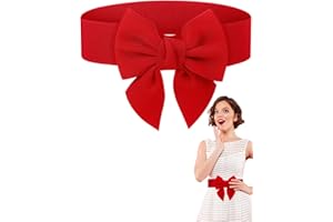Geyoga Women Bow Belt Elastic Waist Belt Bowknot Stretchy Corset Dress Sash 2.4'' Wide