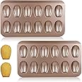 thumbnail image 2 of Ghost Cookie Cutter 2-Pack Nonstick Madeleine Pans - 12 Cavity Shell Shape Baking Molds Carbon Steel Carbon Steel Baking Pans 2 of 12