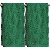 Artoid Mode 2 Pcs Green 3D Xmas Tree Jacquard Christmas Hand Towels for Bathroom, 100% Cotton Soft Absorbent Bathroom Decor Towels, 13.7 x 29.5 Inch