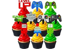 BONBEEDESIGN 40 PCS Video Game Cupcake Toppers