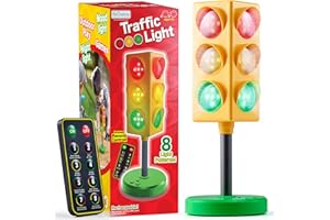 ArtCreativity Traffic Light for Kids - Christmas Gifts for Boys - Kids Games - 8 Modes with Remote - Classroom Educational Lamp - Real Traffic Light Rotation Mode