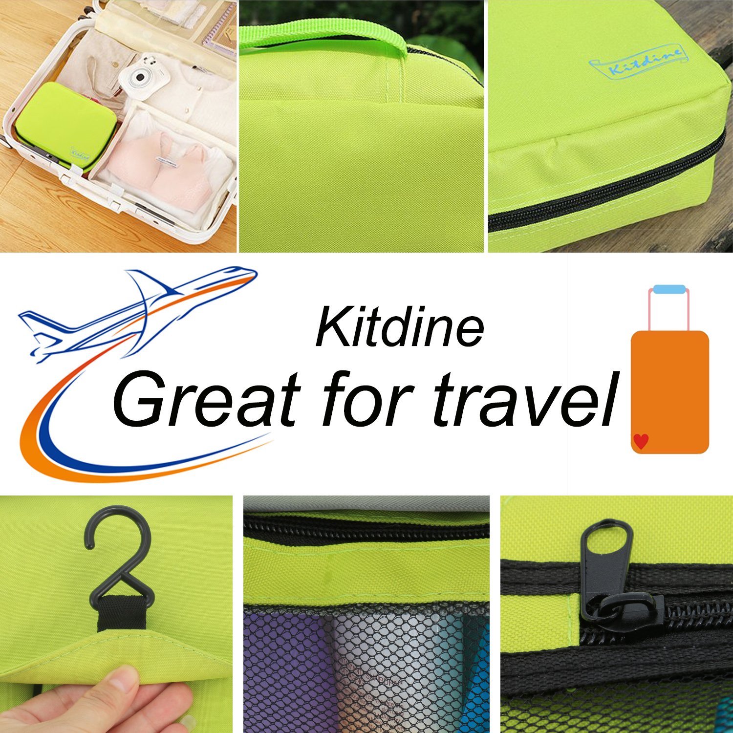 Borsa da bagno da viaggio - Kitdine Medio Per Uomini & Donne / Appendiabiti / Organizzatore da viaggio – Beauty case (Verde)