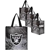 FOCO NFL unisex-adult Nfl Team Logo 4-pack Reusable Grocery Shopping Bags Totes