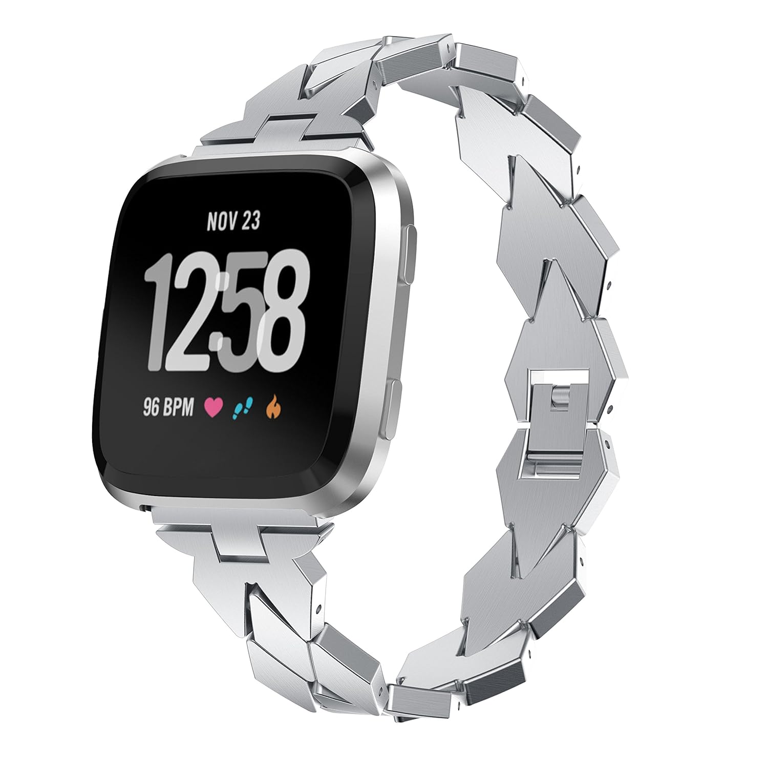 Feuy For Fitbit Versaバンドステンレススチールストラップ 調整可能なステンレススチール交換用バンドメタルwristbands For Fitbit Versa Watch ブレスレット リンク リング シルバー シルバー B07br3118d 時計バンド Www Canlanyhl Com
