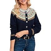 Kedera Womens Cardigans Casual Long Sleeve Chunky Knit Spring Button Down Fair Isle Cardigan Sweaters