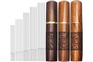 Yuchew Embroidery Needles Hand Sewing Needles 5 Varieties Large Eye Cross Stitch Quilting Leather Tapestry Leather Darning Dmc Knitting Needles (50 PCS) with 3 Wooden Needle Case Holders