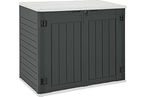 YITAHOME Outdoor Horizontal Storage Sheds w/o Shelf, Weatherproof Resin Tool Shed, Multi-Opening Door for Storage of Bike, Trash Cans, Garden Tools, 35 cu ft, Waterproof, Lockable, Dark Gray