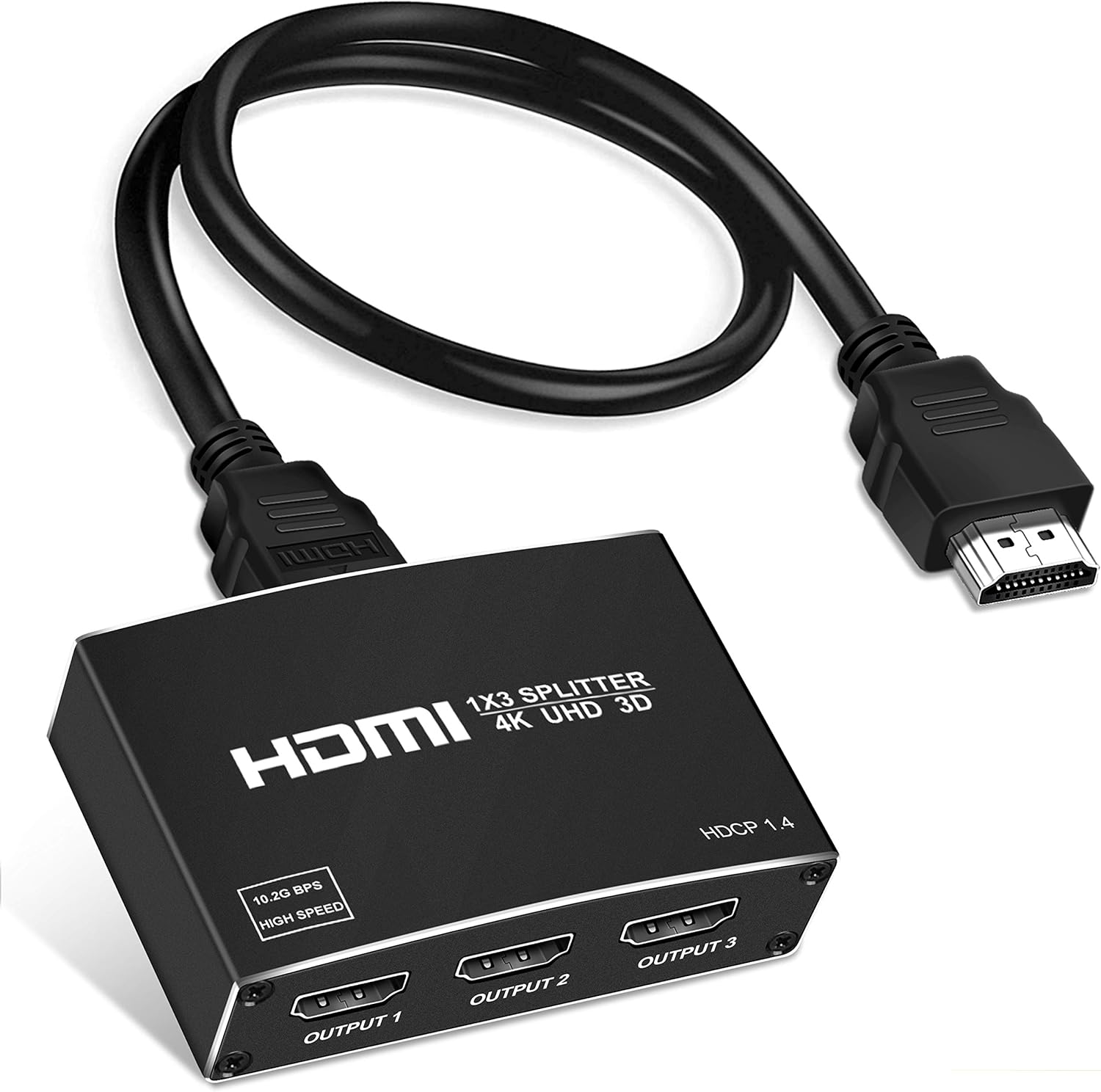 NEWCARE 4K HDMI Splitter 1 in 3 Out, 1×3 HDMI Splitter Support 4Kx2K, 1080P, 3D, HDR, DTS/Doby-TrueHD for Xbox PS4 PS3 Fire Stick Roku Blu-Ray Player Apple TV(HDMI Cable Included): Home Audio & Theater