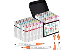 RESTLY Premium Quality 120 Alcohol Markers Brush Tip for Drawing & Sketching - Stunning Dual Tip Coloring Markers for Kids & Adults - Alcohol Based Drawing Markers Coloring Set for Painting