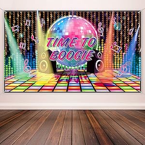 70s Theme Party Decorations Disco Backdrop Banner 70's Photo Booth Backdrop Wall Decorating for Disco Birthday Party Supplies, 72.8 x 43.3 Inch