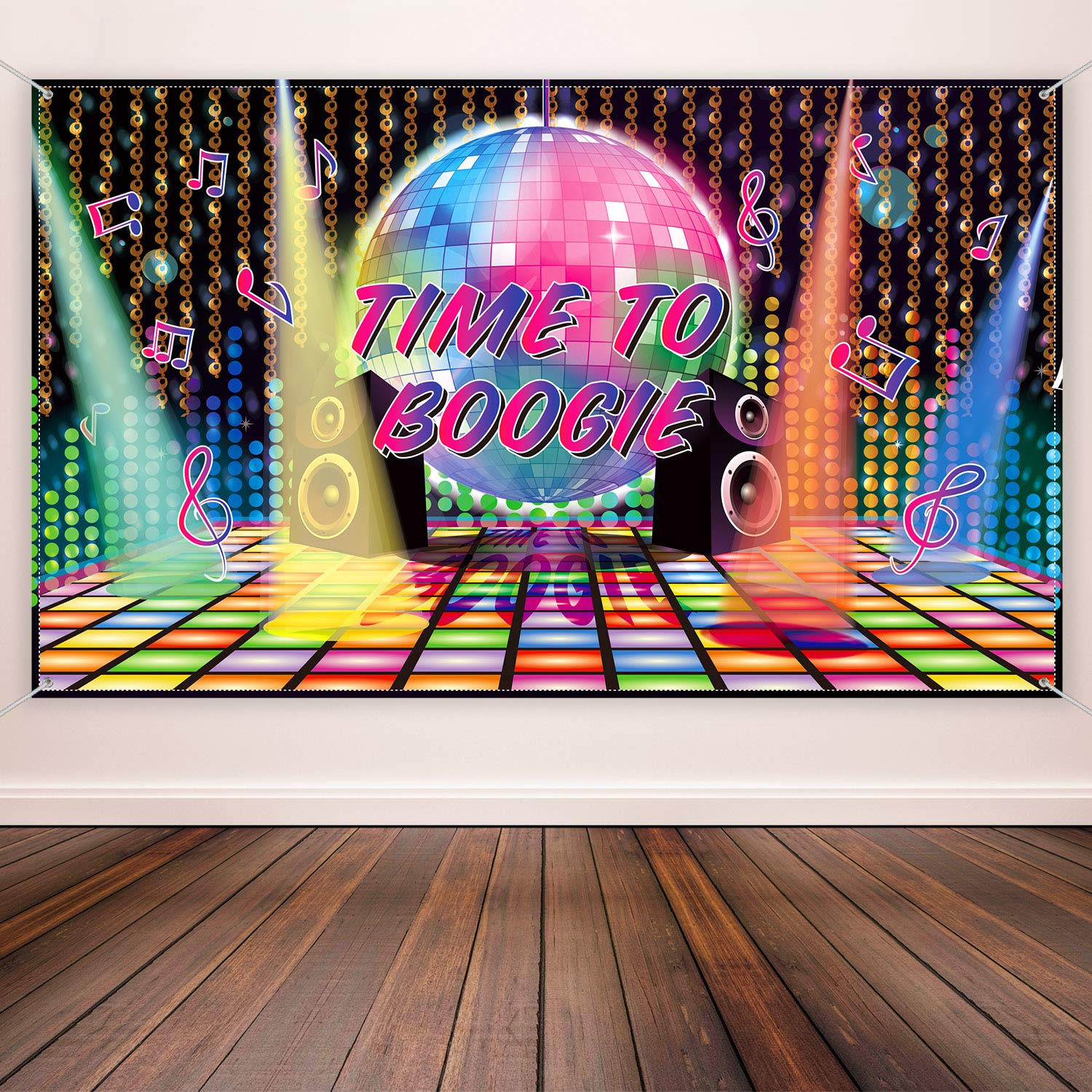 70 Years Theme Party Decorations Disco Background Banner 70 Years Scene Setter Wall Decoration for Disco Birthday Party Deliveries, 72.8 x 43.3 Inches