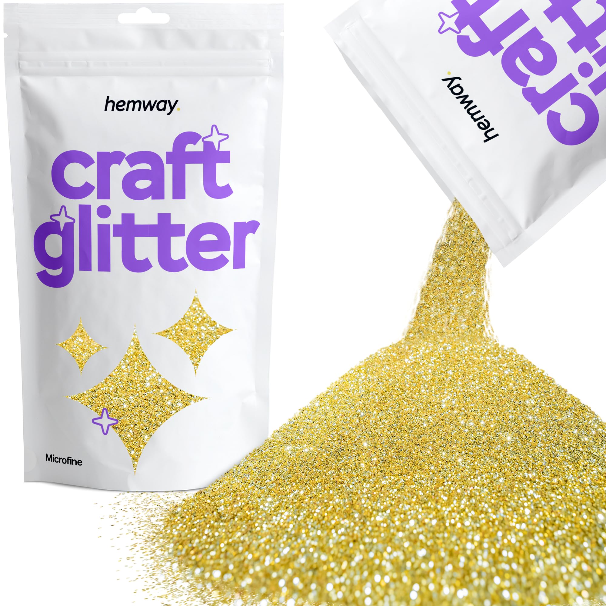 Hemway Craft Glitter Sand Gold 100g Microfine Glitter for Crafts, Resin, Cosmetic, Nail, Face, Body, Festival, Tumblers, Art, Candle, Crafting