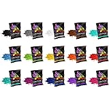 Holi Powder by Chameleon Colors - 15 Colors 70g - Packets for Color Races, 5k, Festivals. Red, Yellow, Blue, Green, Orange, P