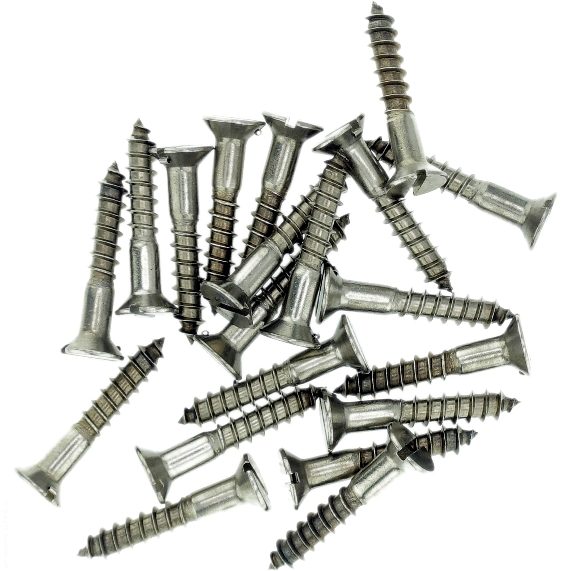 No.4 x 1.38 (3.0mm x 35mm) Slot Countersunk Wood Screw - Stainless Steel (A2) (Pack of 20)