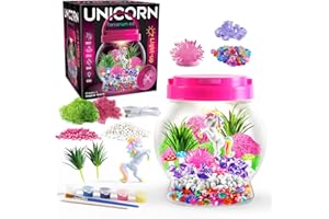 EDUMAN Light Up Unicorn Terrarium Kit for Kids - Unicorn Painting, Crystal Growth Gifts for Girls Arts and Crafts Set STEM Ages 8 9 10-12 Year Old