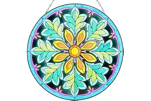 LEGIFO Stained Glass Window Hanging, Mandala Baroque Sun Catchers Indoor Window Ornament, Suncatcher Panel Glass Art Wall Decor Gifts for Women Mother's Day Merry Christmas Gifts