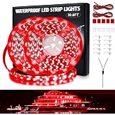 Yeenoon LED Boat Lights 32.8ft (2 Rolls of 16.4ft), LED Boat Strip Lights, Waterproof Boat Interior Light, Pontoon, Bass Boat, Kayak, Jon Boat, Cabin, Deck, Boat Navigation Lights(Red)