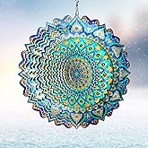 Eiryhope Wind Spinner Mandala Peacock - 12In Laser Cut Stainless Steel Wind Spinners Outdoor, 3D Kinetic Hanging Sculpture, Rustproof Metal Garden Decor Yard Art, Unique Gift for Women, Men, Holidays