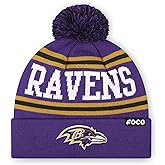 FOCO NFL Unisex-Adult NFL Team Logo Stripe Pom Beanie Hat