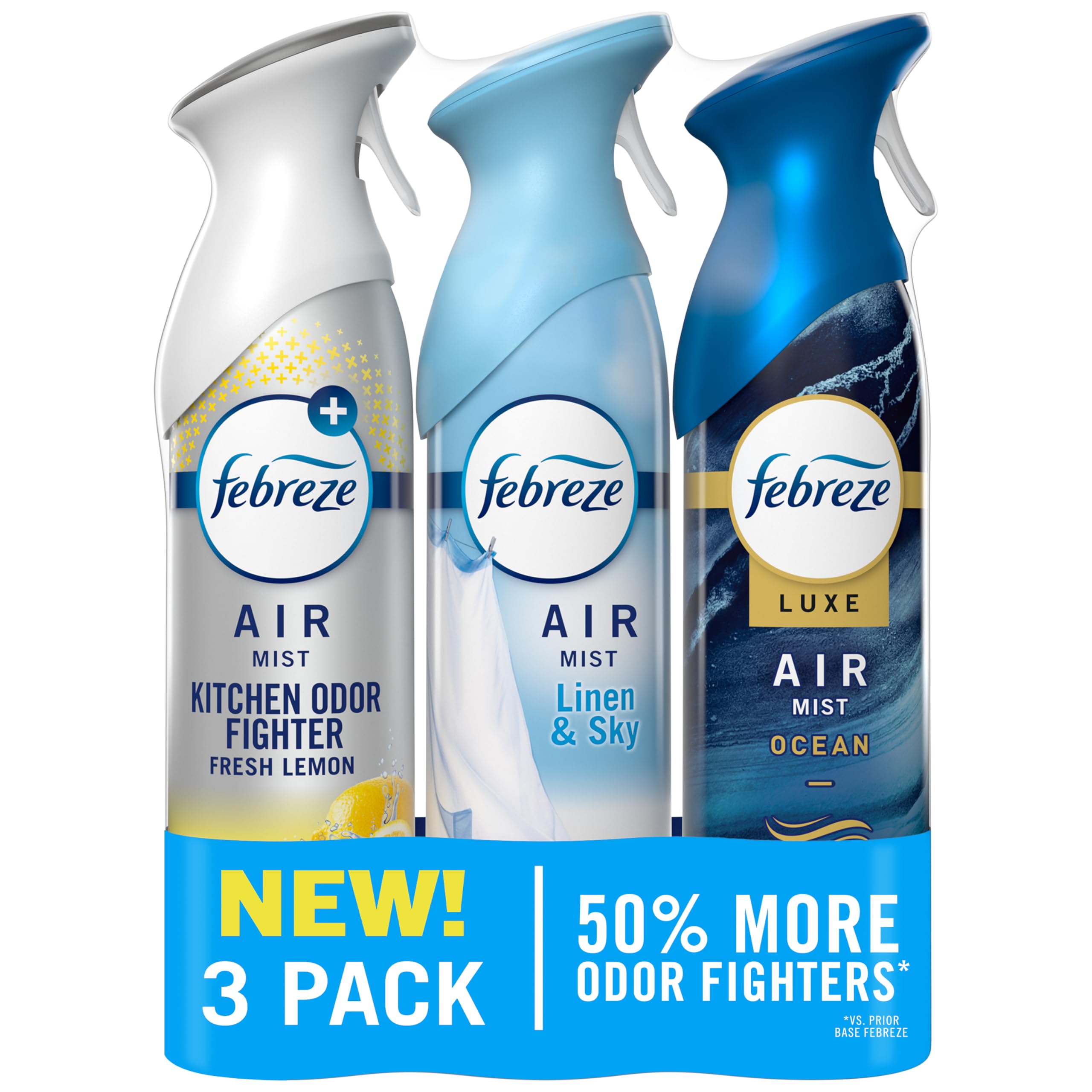 Febreze Air Mist, Air Freshener Spray, Odor Fighting Room Spray, Deodorizer for Home Bathroom Kitchen Office Apartment Dorm Room Classroom, Kitchen Base Mix, 8.1oz, 3ct
