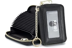 imeetu Rfid Credit Card Holder, Genuine Leather Businese card case, Rfid Blocking Wallet for Women & Men(Pro - Black)