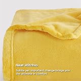 Bedsure Fleece Throw Blanket 130x150 Mustard Soft Microfibre Polyester view 3
