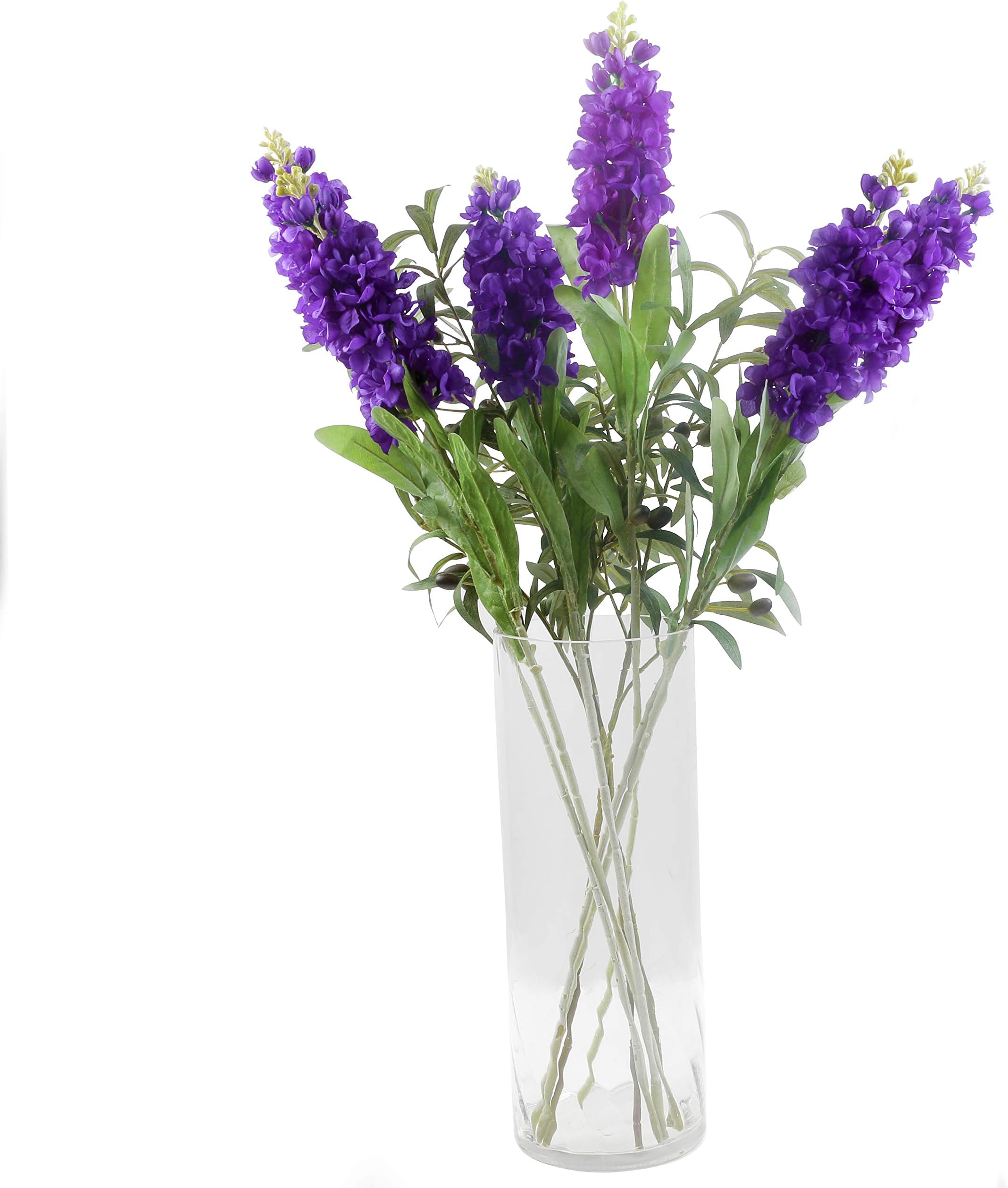famibay Artificial Silk Hyacinth Flowers Pack of 6 Fake Hyacinth Flowers and Leaves with Plastic Stem for Home Hotel Wedding Party Garden Floral Decoration 33.5” High Purple