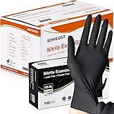 Schneider Nitrile Exam Gloves, Black Latex Free Powder Free Disposable Gloves for Medical, Cooking, Cleaning, and Food Prep
