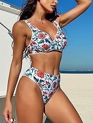 TASHEHE Women's Floral Bikini Set Underwire Push Up