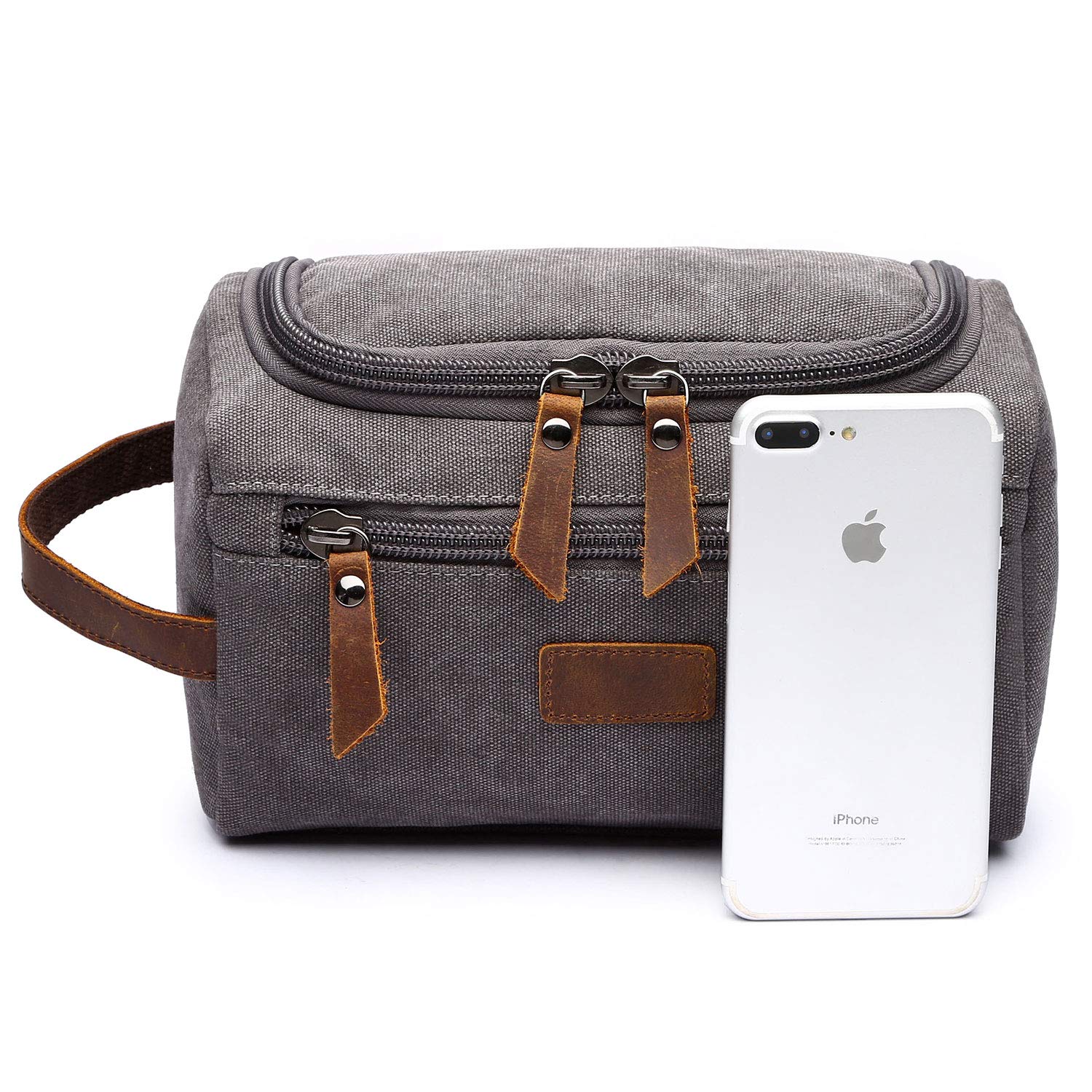 Toiletry Bag for Men, Yousu Canvas Travel Organizer Bags Small Multifunctional Cosmetic Bag Toiletry Kit Bag Grey