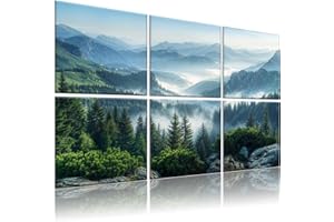 HIRESC 6 Pack Art Acoustic Panels Sound Proof Foam for Walls, 72X48 Inches Decorative Sound Absorbing Panels for Bedroom, Adhesive Included, Mountain