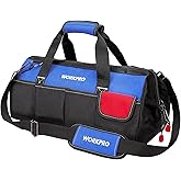 WORKPRO 18-inch Close Top Wide Mouth Storage Tool Bag with Adjustable Shoulder Strap, Sturdy Bottom
