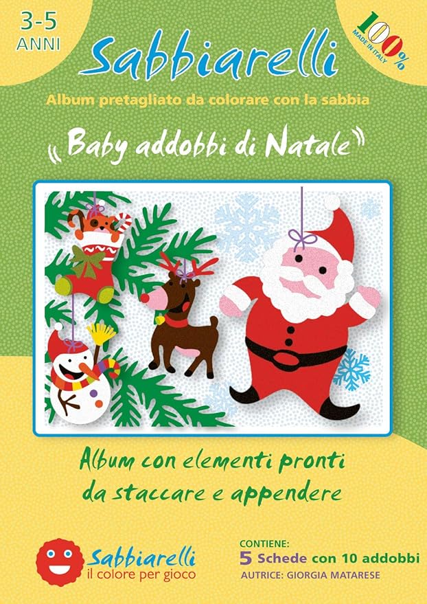 Disegni Di Natale Per Bambini Di 3 Anni.Sabbiarelli Sand It For Fun Album Baby Addobbi Di Natale 5 Fogli Adesivi Da Colorare Con La Sabbia Non Inclusa Adatto Per Bambini Anni 3 Amazon It Giochi E Giocattoli