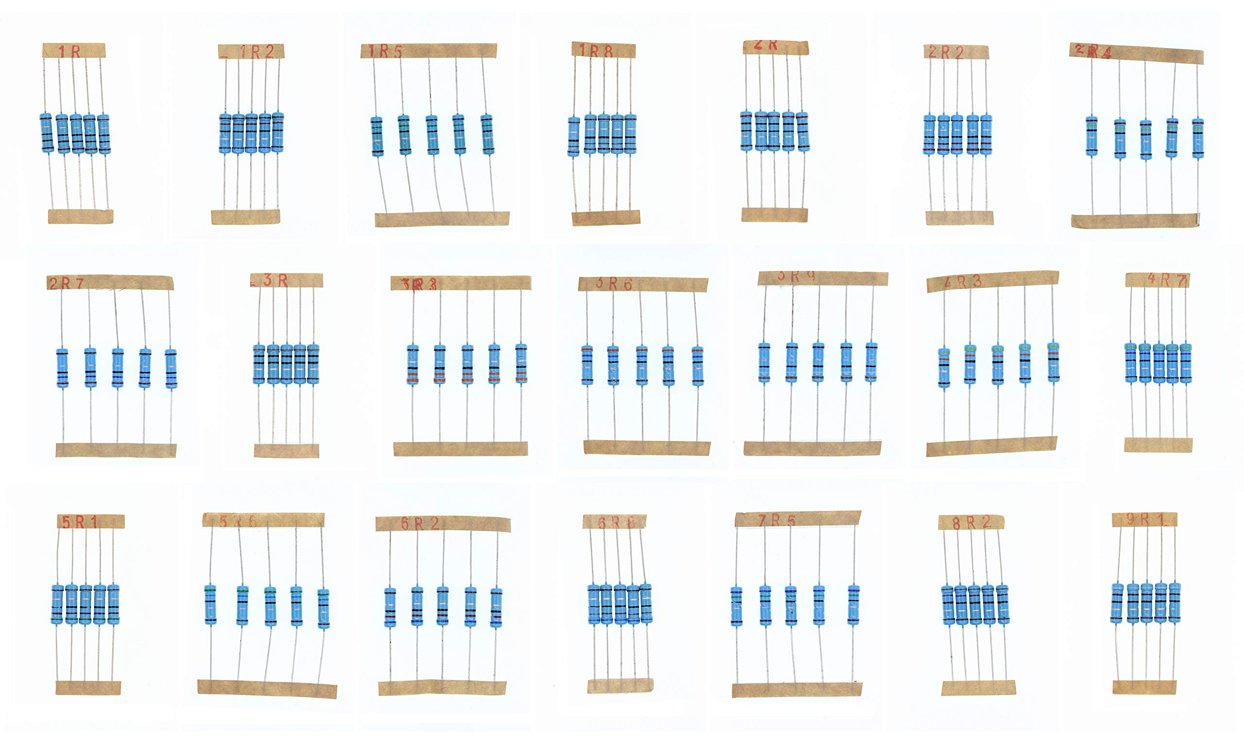 HUABAN 5PCS * 21 Values 2W 2 Watts 1.0 1.2 1.5 1.8 2.0 2.2 2.4 2.7 3.0 3.3 3.6 3.9 4.3 4.7 5.1 5.6 6.2 6.8 7.5 8.2 9.1 Ohm 1% Metal Film Resistor