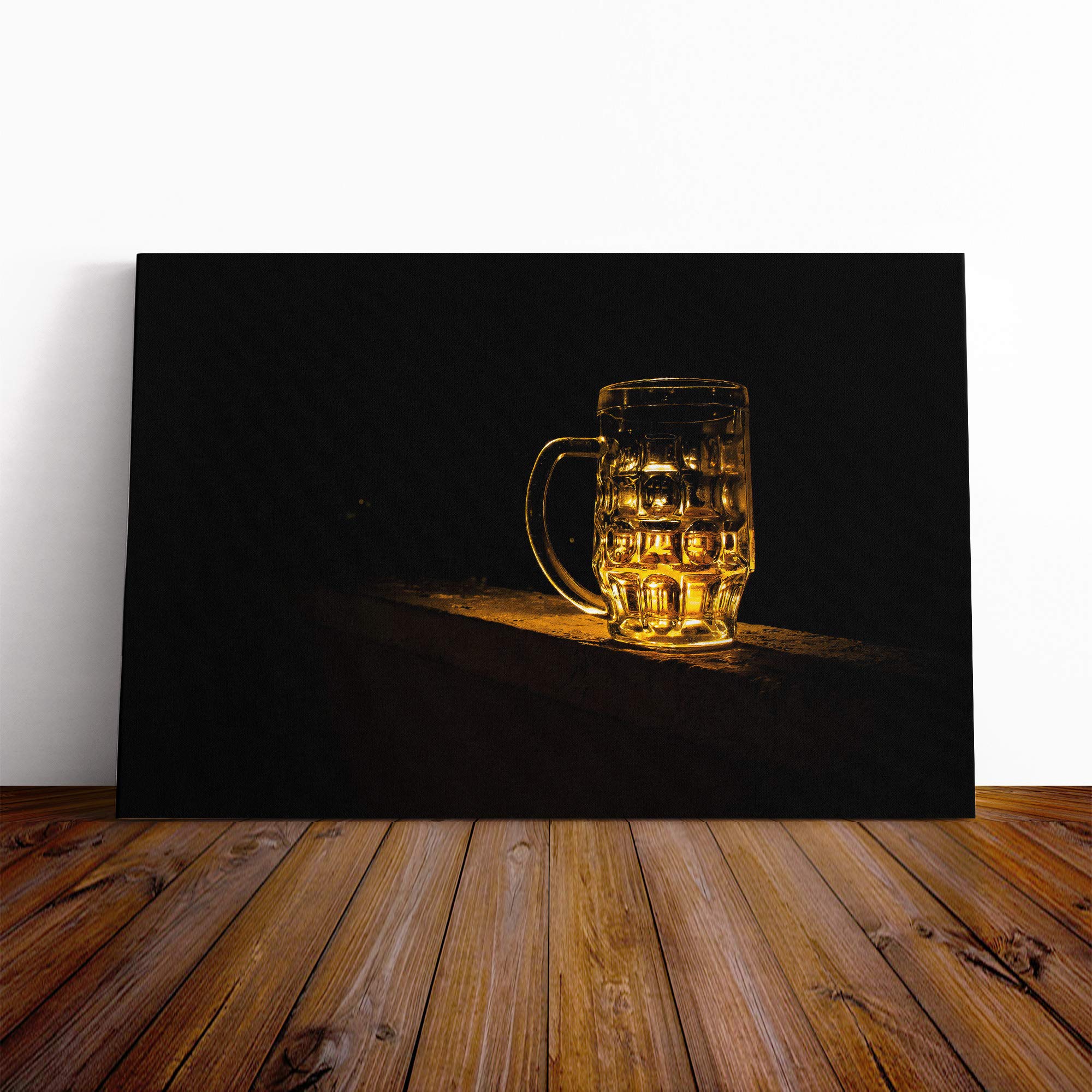 Big Box Art Canvas Print Wall Art Beer Glass (2) | Mounted and Stretched Box Frame Picture | Home Decor for Kitchen, Living, Dining Room, Bedroom, Hallway, Multi-Colour, 20x14 Inch