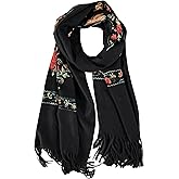 Urban CoCo Women's Embroidered Tassel Long Shawl Oversize Scarf Wraps for Women