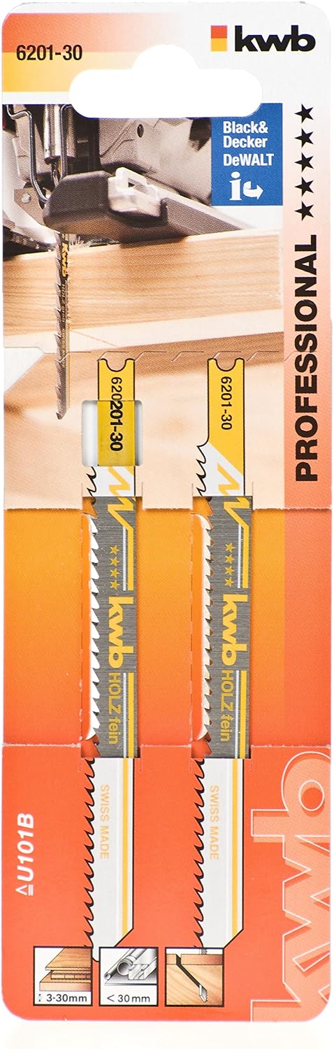 kwb Jigsaw Blades for Wood Made Of Flexible Hcs Steel With Single-Cam Shank (T-Shank), Single tooth - Image 3