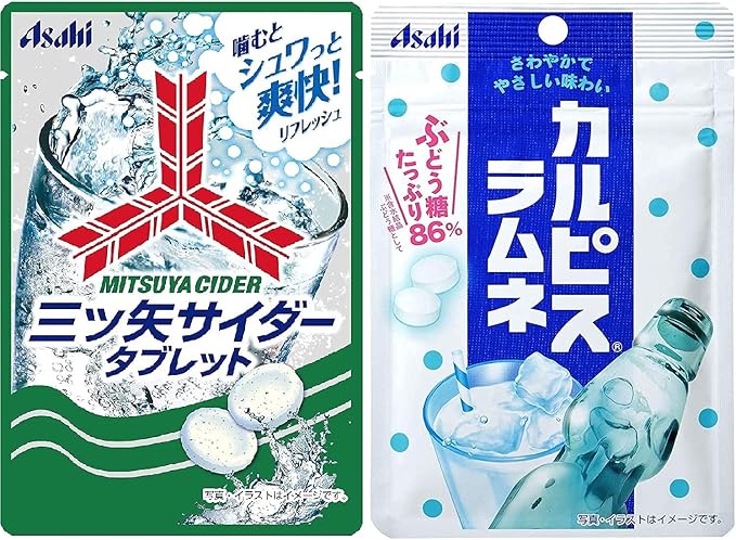 Amazon アサヒグループ食品 三ツ矢サイダータブレット小袋 25g カルピスラムネ 41ｇ 8個セット 各4個ずつ ノーブランド品 あめ キャンディ 通販