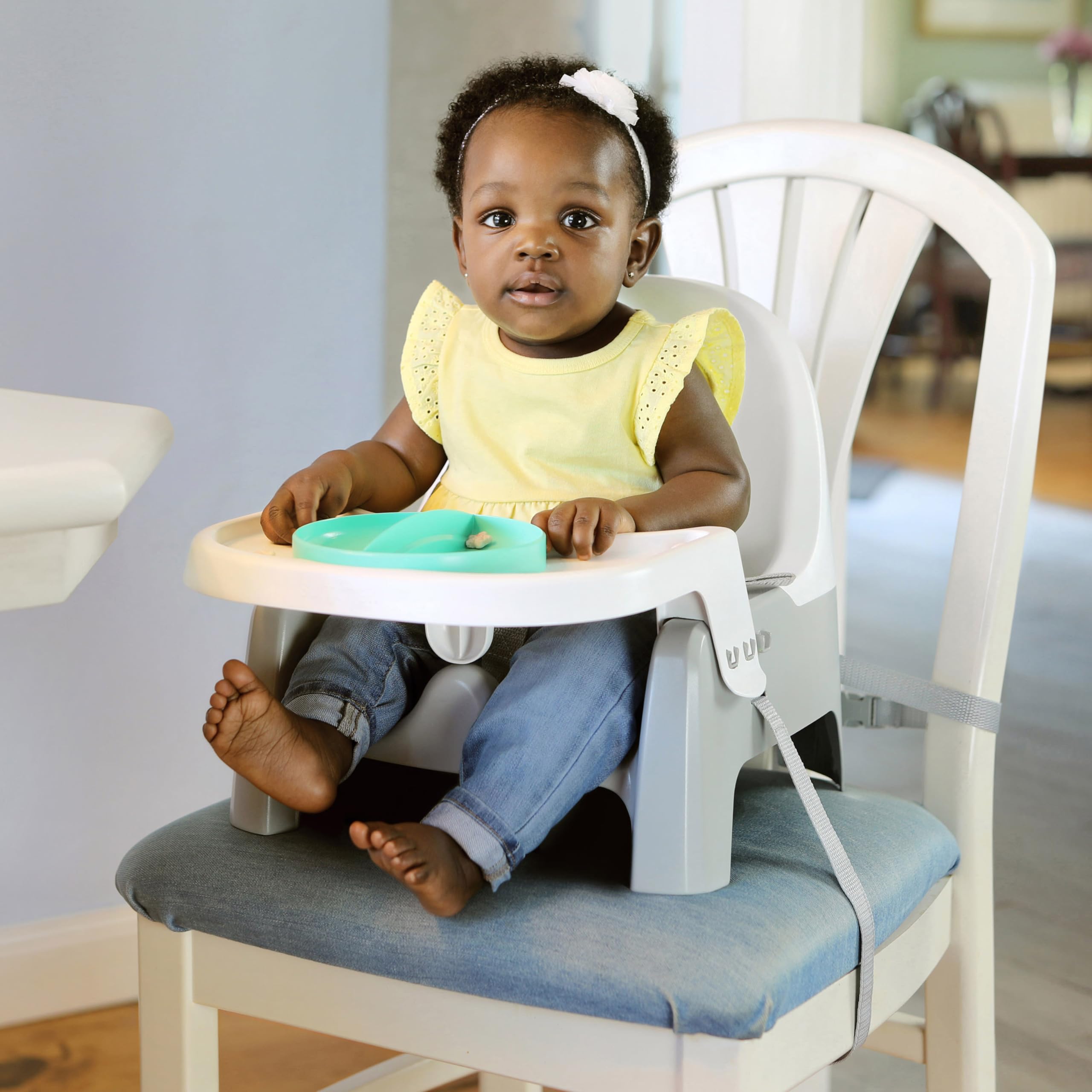 Ingenuity Deluxe Learn-to-Dine Feeding Seat – Infant and Toddler Feeding Chair and Booster Seat with Tray and 2 Snap-in Plates