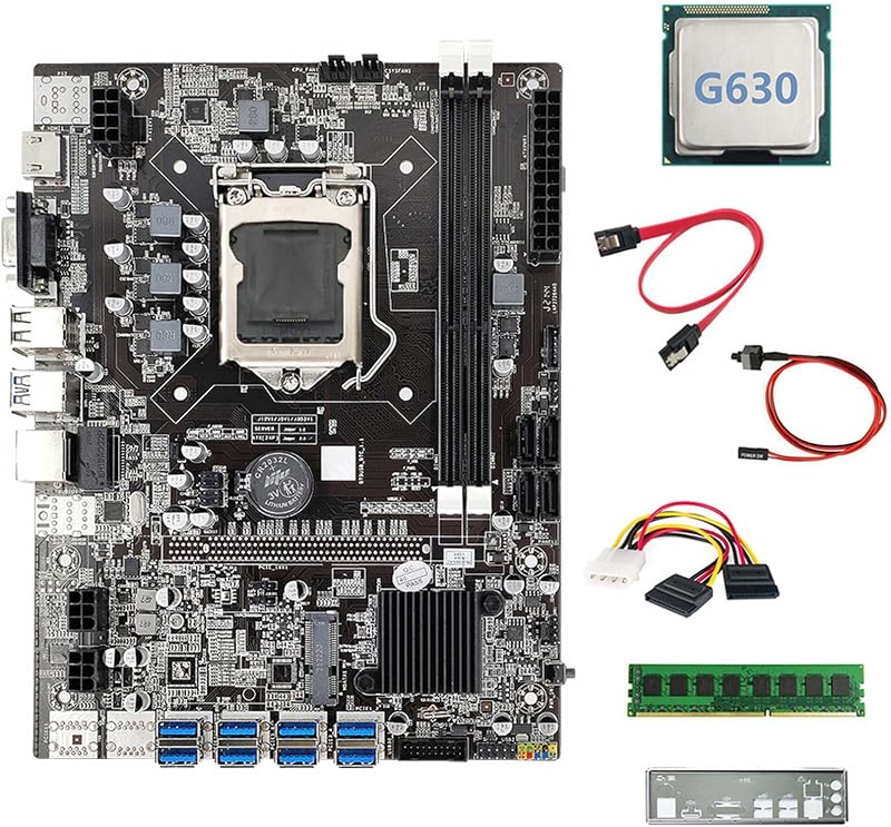 Lodokdre B75 8USB ETH Mining Motherboard G630 CPU 4GB DDR3 RAM 1600MHz Bundle