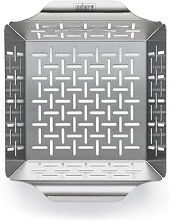 Weber 6481 Deluxe Gemüsekorb 19x24 cm, Grillkorb, für Fisch, Fleisch und Gemüse, aus Edelstahl