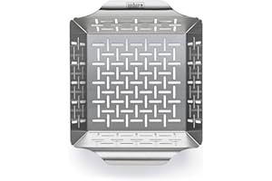 Weber Deluxe Grilling Basket, Stainless Steel, 9.4" x 7.5" x 2.5", Small (6481)