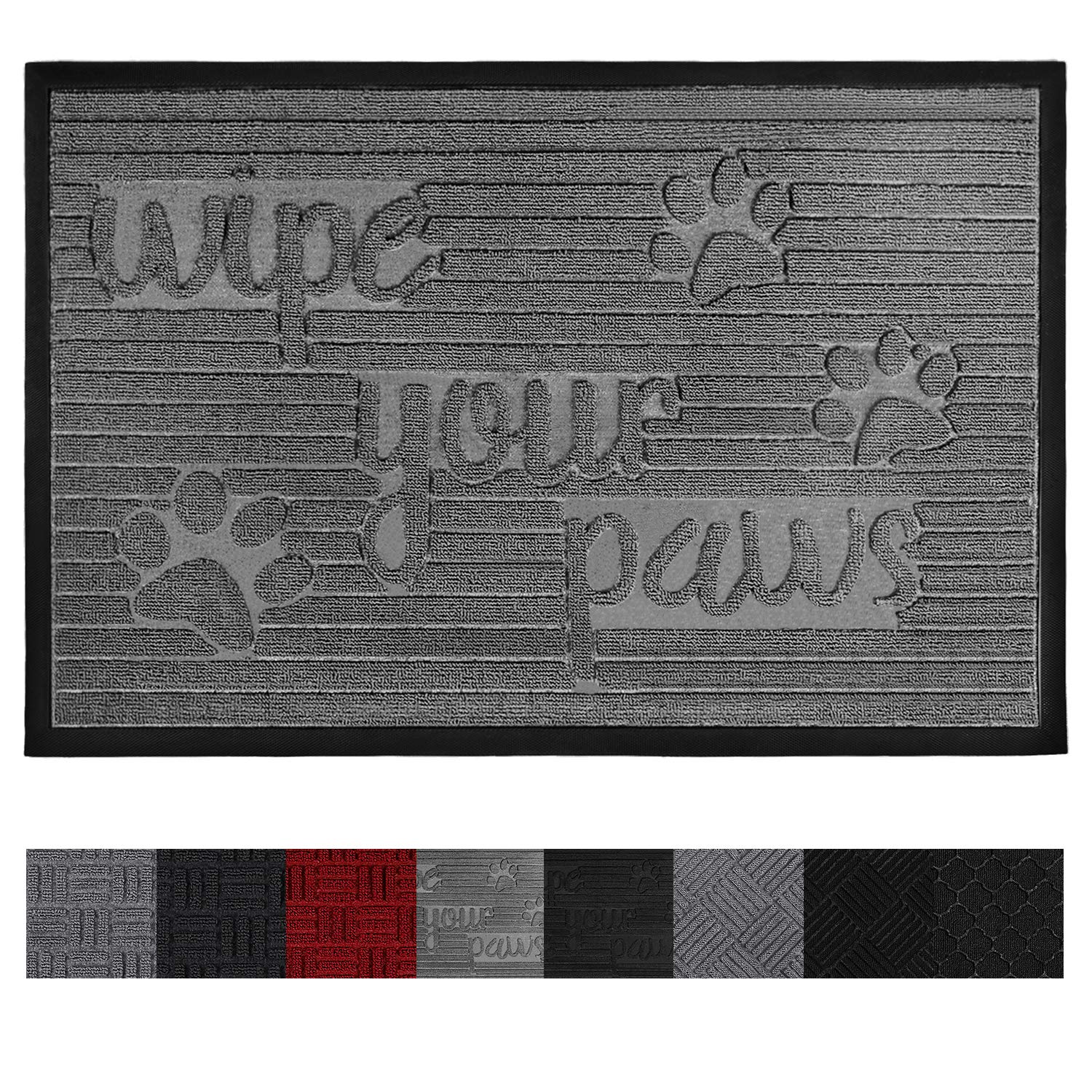 OLANLY Original Durable Rubber Door Mat, 60x90cm, Heavy Duty Doormat, Indoor Outdoor, Waterproof, Easy Clean, Low-Profile Mats for Winter Snow, Entry, Patio, High Traffic Areas Gray Stone Paws