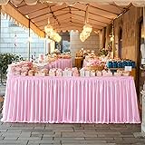 9ft Lenght Glitter Pink Table Skirt for Rectangle
